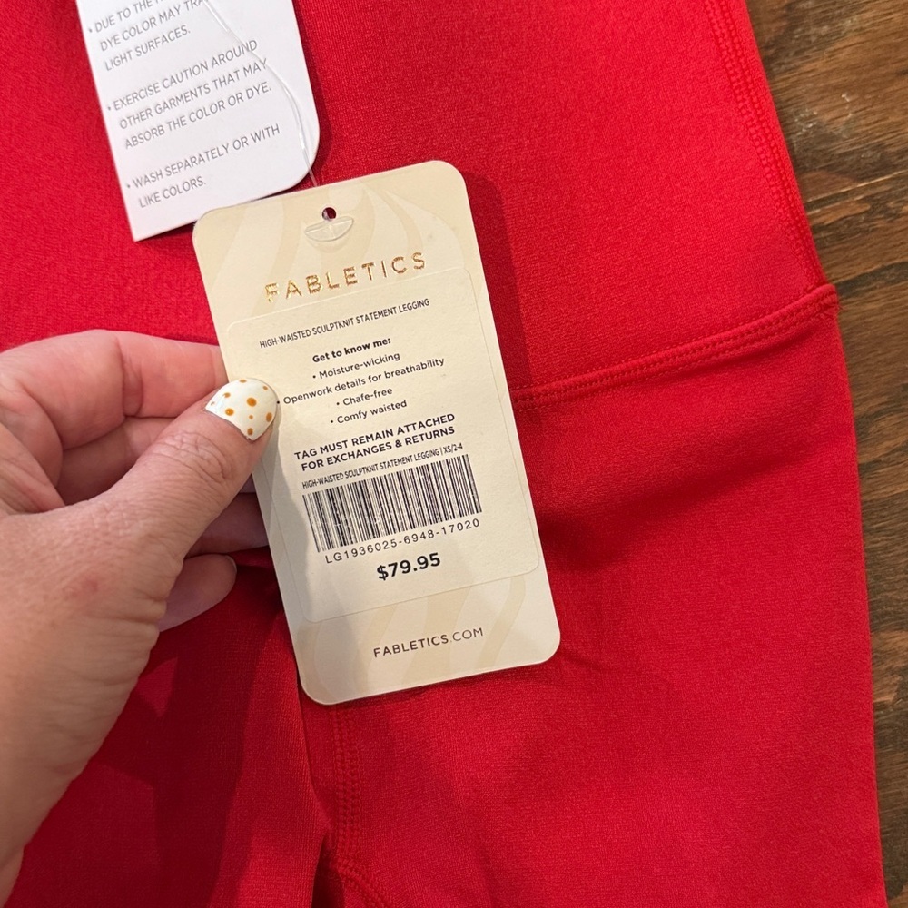 Fabletics NWT red high waisted sculptknit leggings, XS - Picture 4 of 6